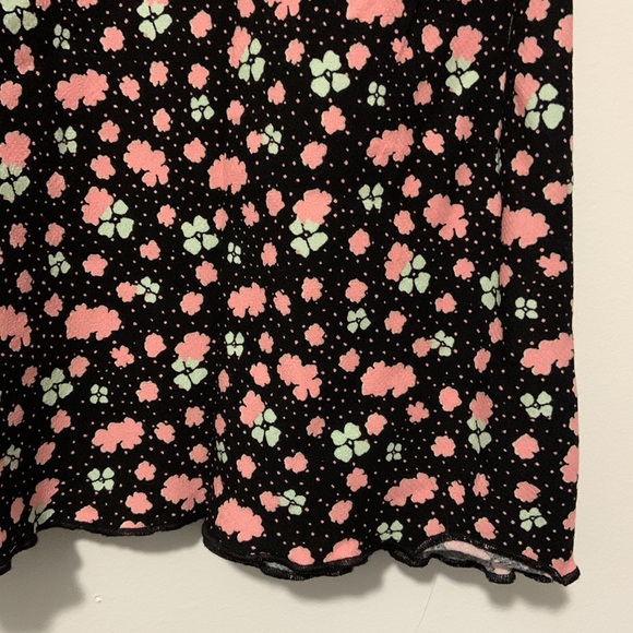 FREE PEOPLE Floral Midi Skirt Black Mint Green Soft Pink - Picture 11 of 15